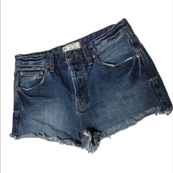 Free People Cut Off Button Fly Jean Shorts - Picture 1 of 7